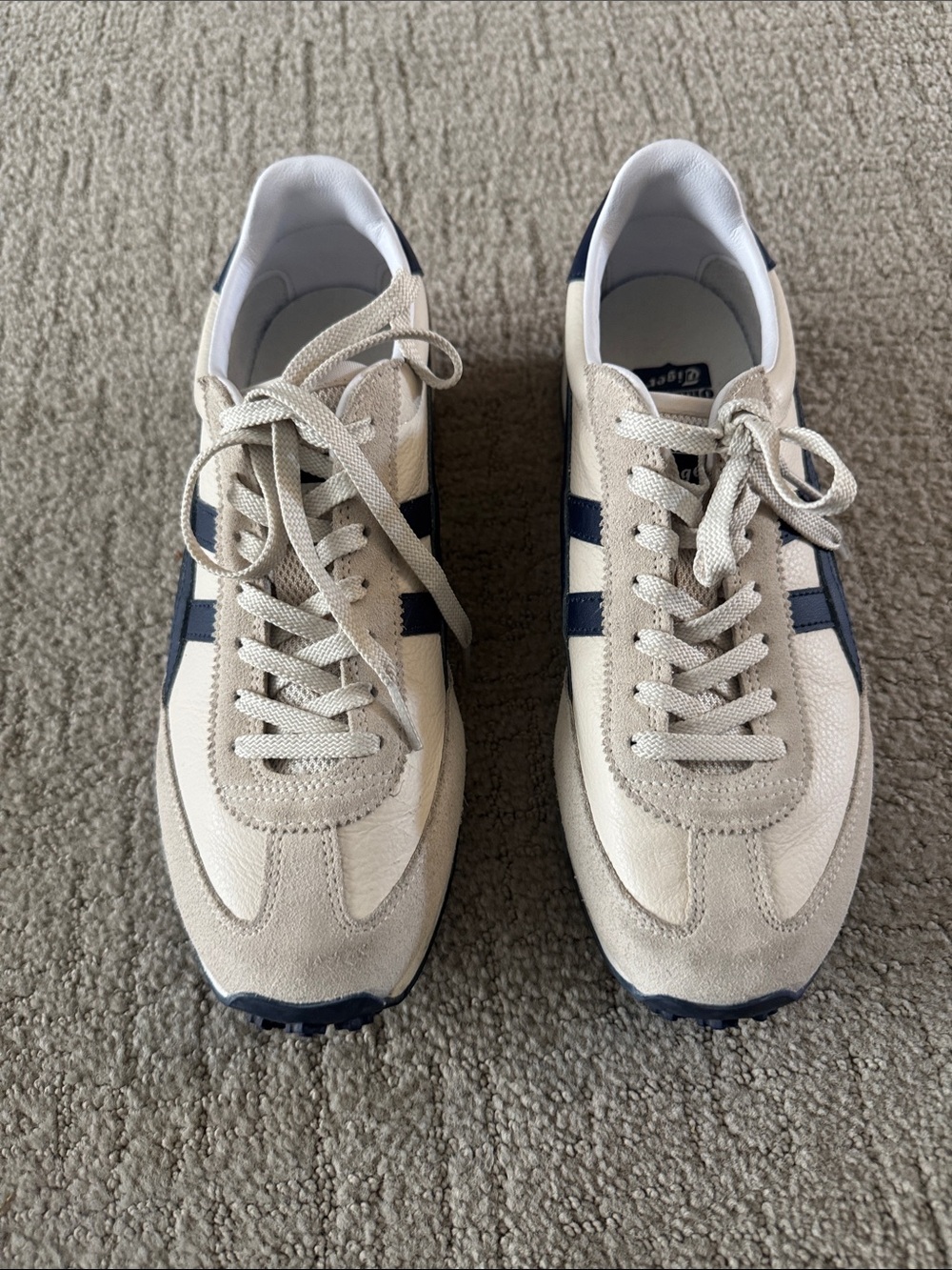 Onitsuka Tiger by Asics Beige and Navy Classic Runner Sneakers